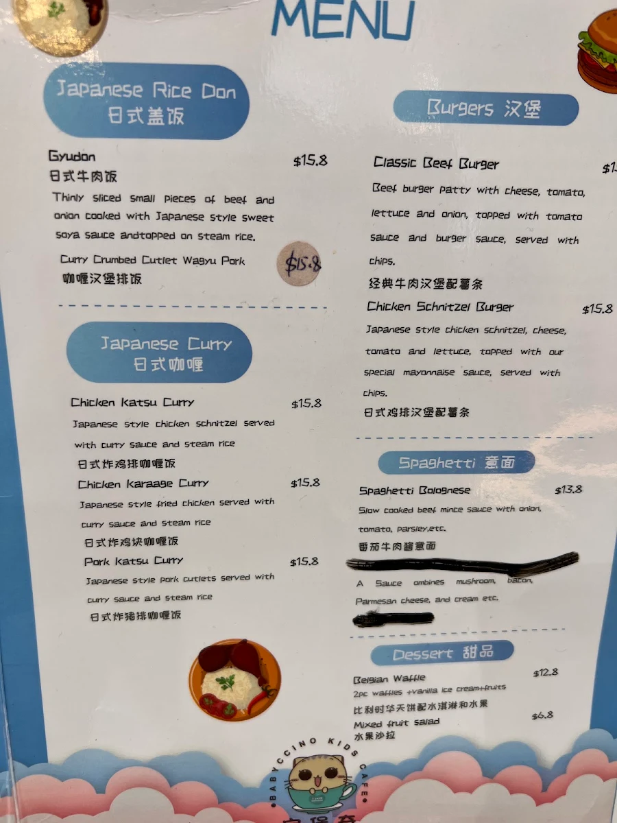 Menu, Babyccino Kids Cafe