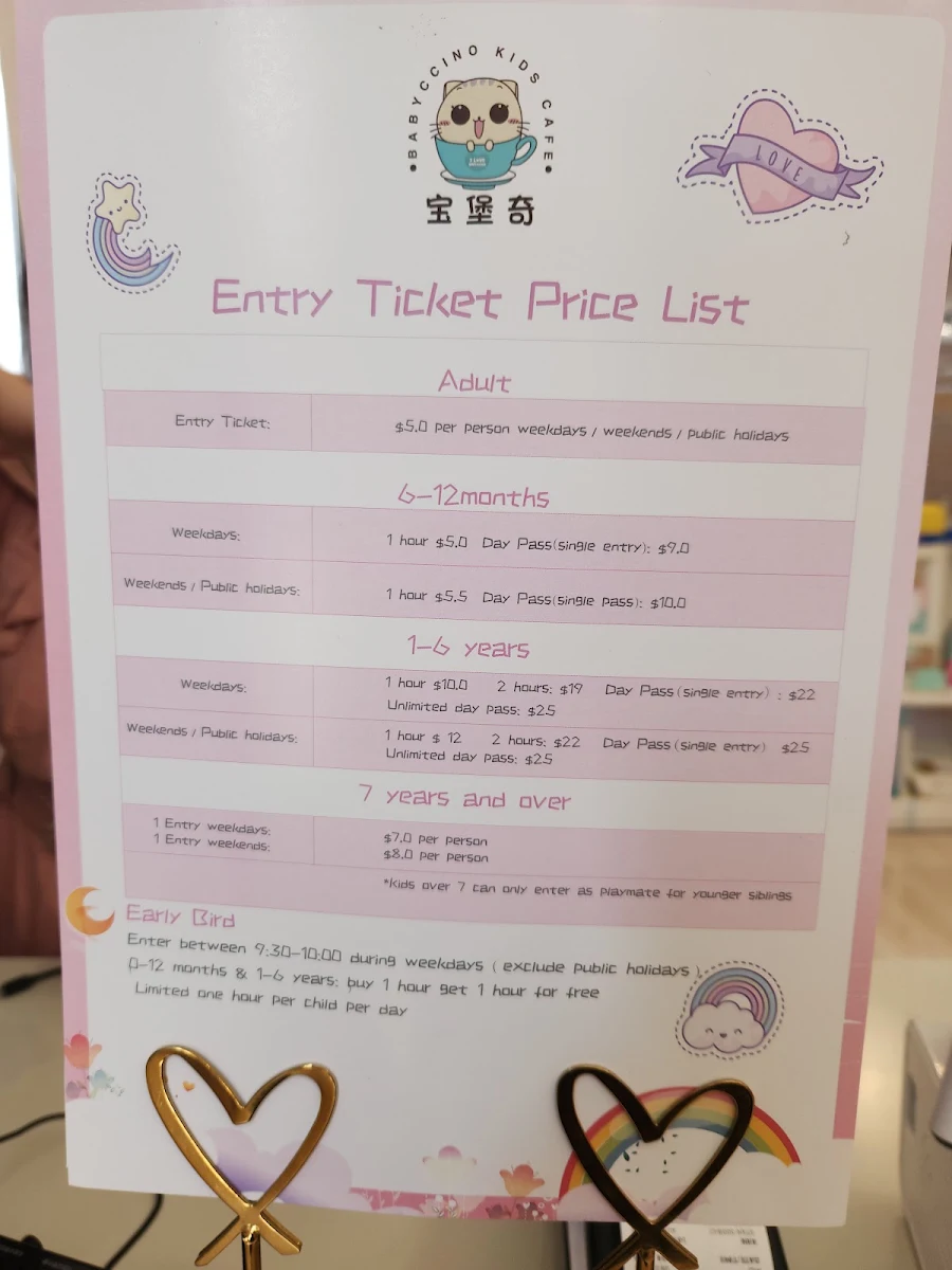 Menu, Babyccino Kids Cafe