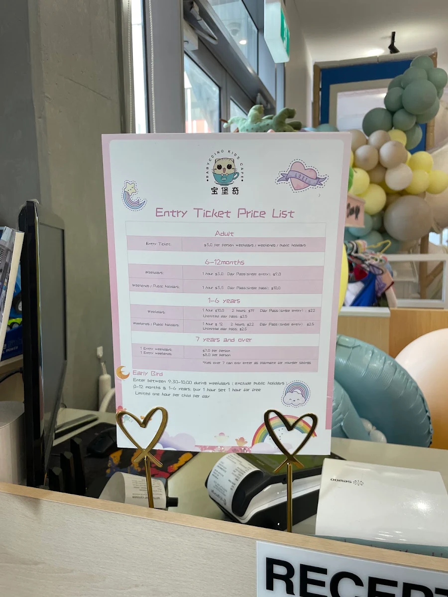 Menu, Babyccino Kids Cafe