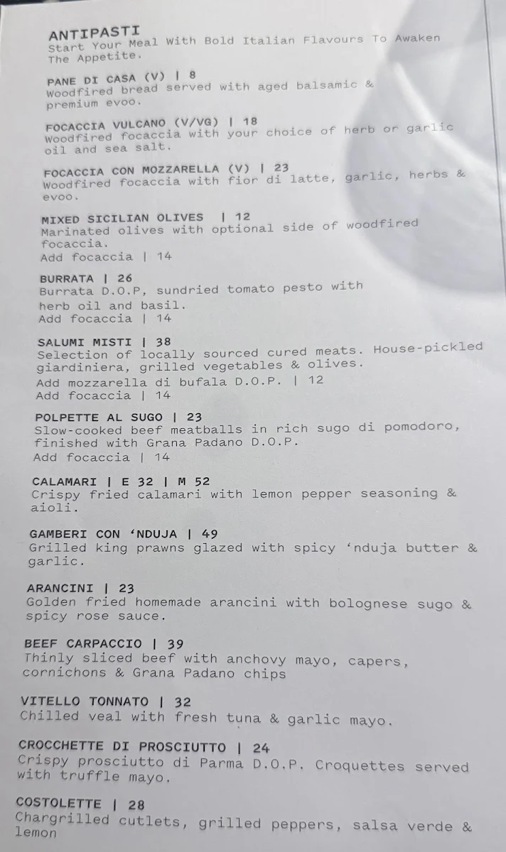 Menu, 400 Gradi Mildura