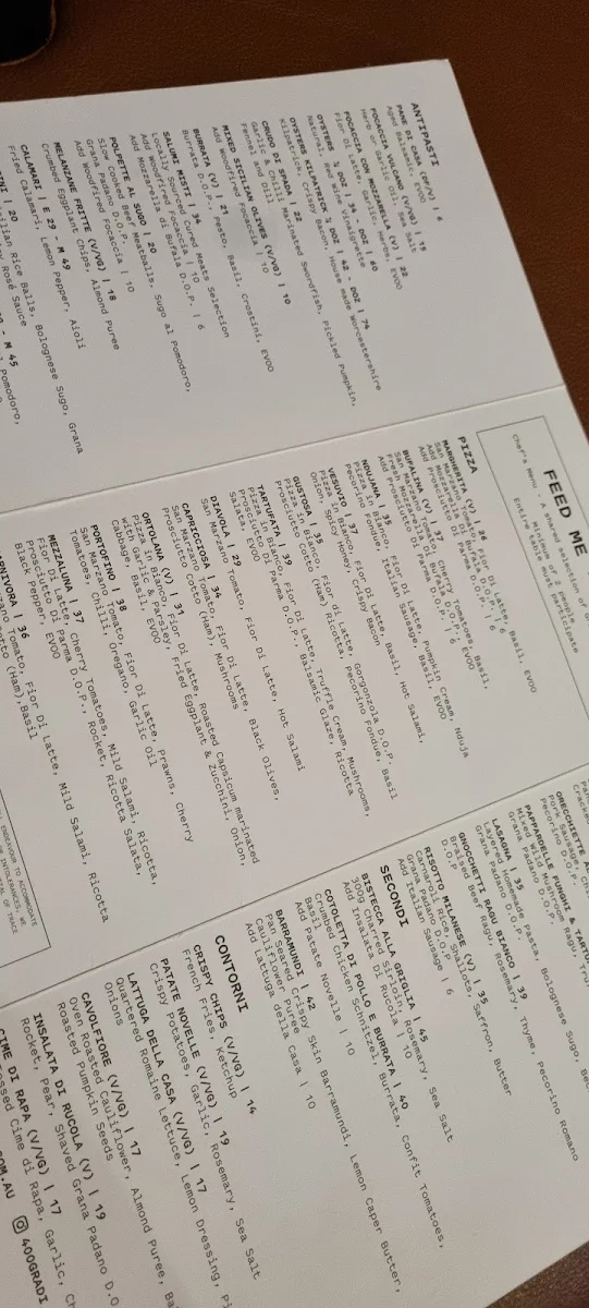 Menu, 400 Gradi Mildura