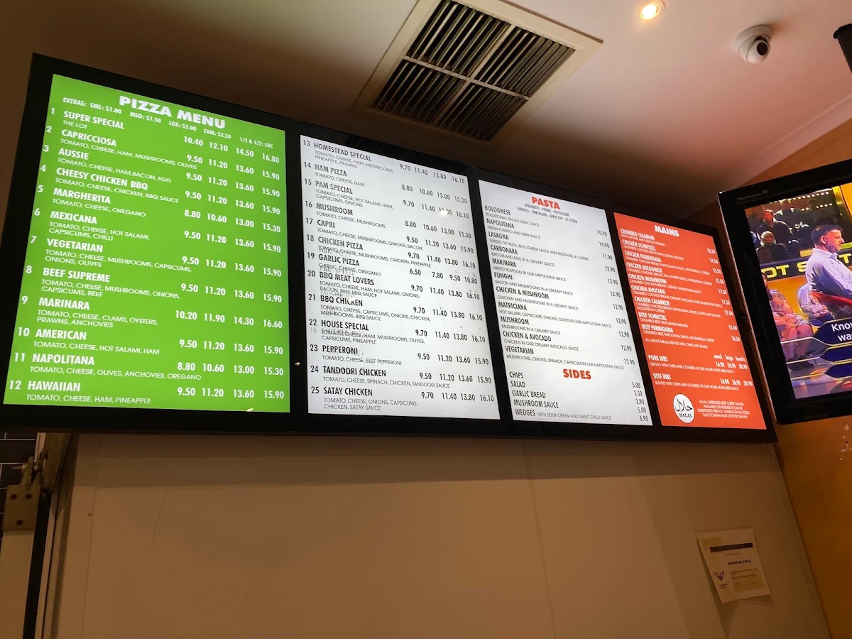 Menu, Homestead Pizza