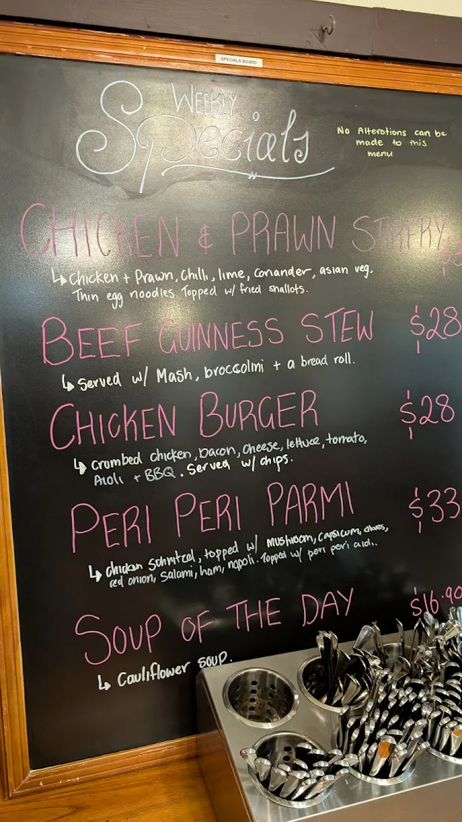 Menu, St Bernards Hotel