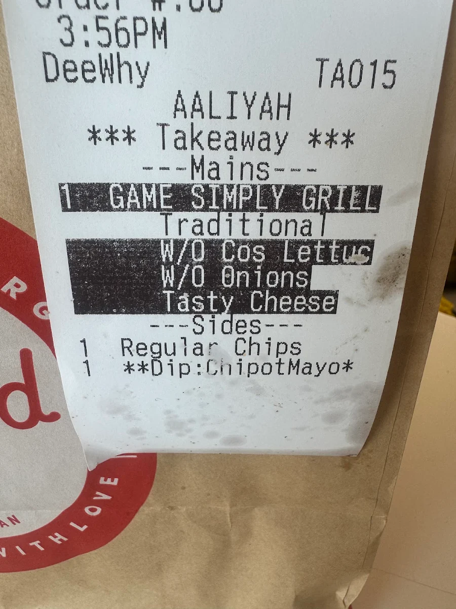 Menu, Grill'd Dee Why