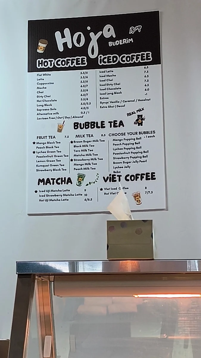 Menu, Hoja Buderim Coffee & Bubble Tea