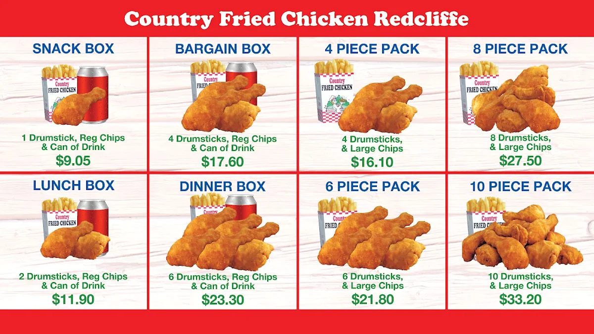 Menu, Country Fried Chicken Redcliffe