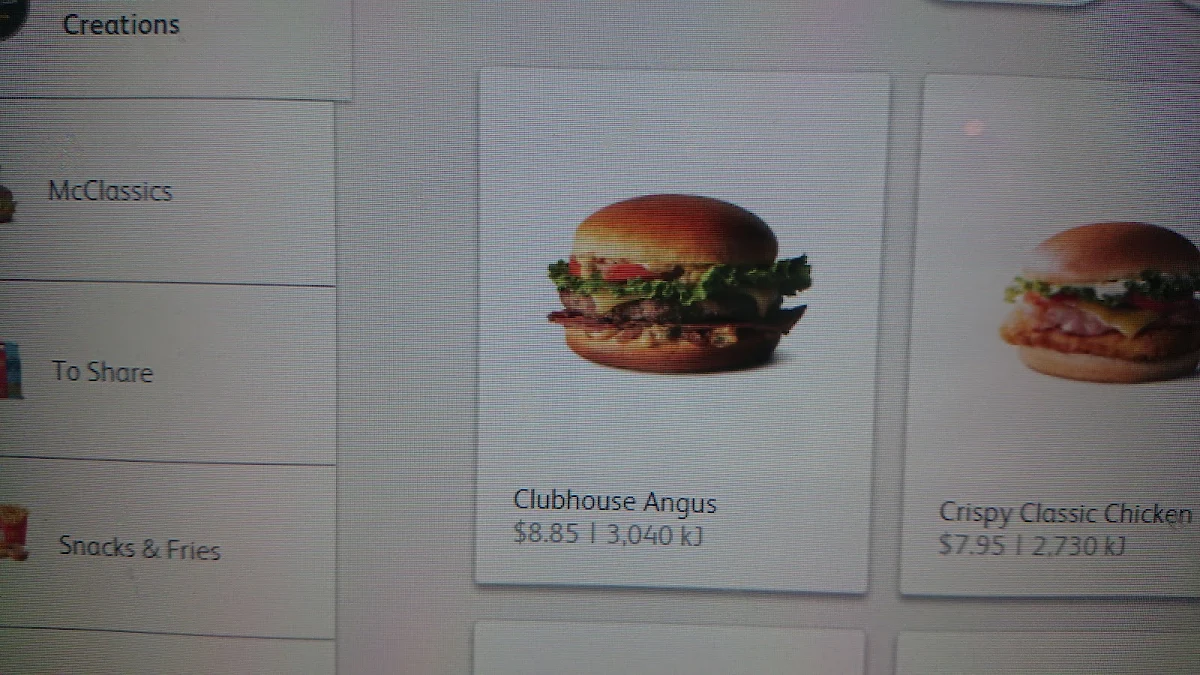 Menu, McDonald's Coolangatta II