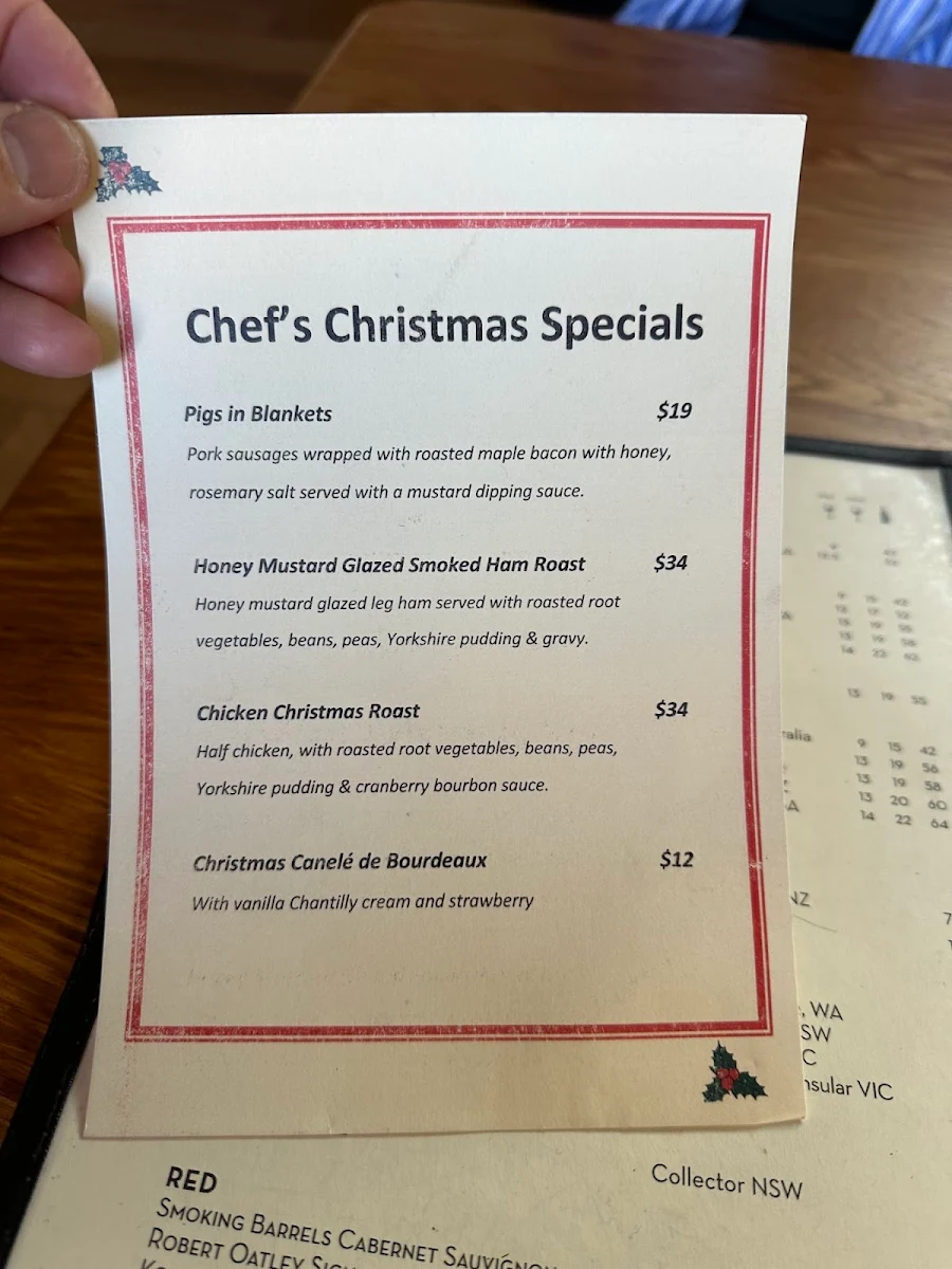 Menu, Lorraine's Bistro