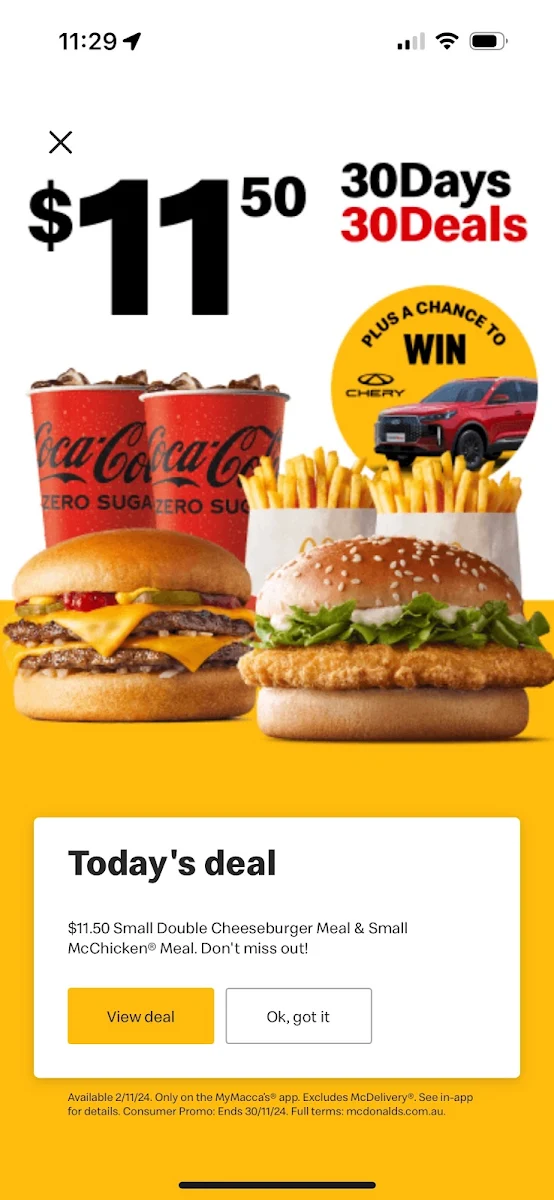 Menu, McDonald's Mount Waverley
