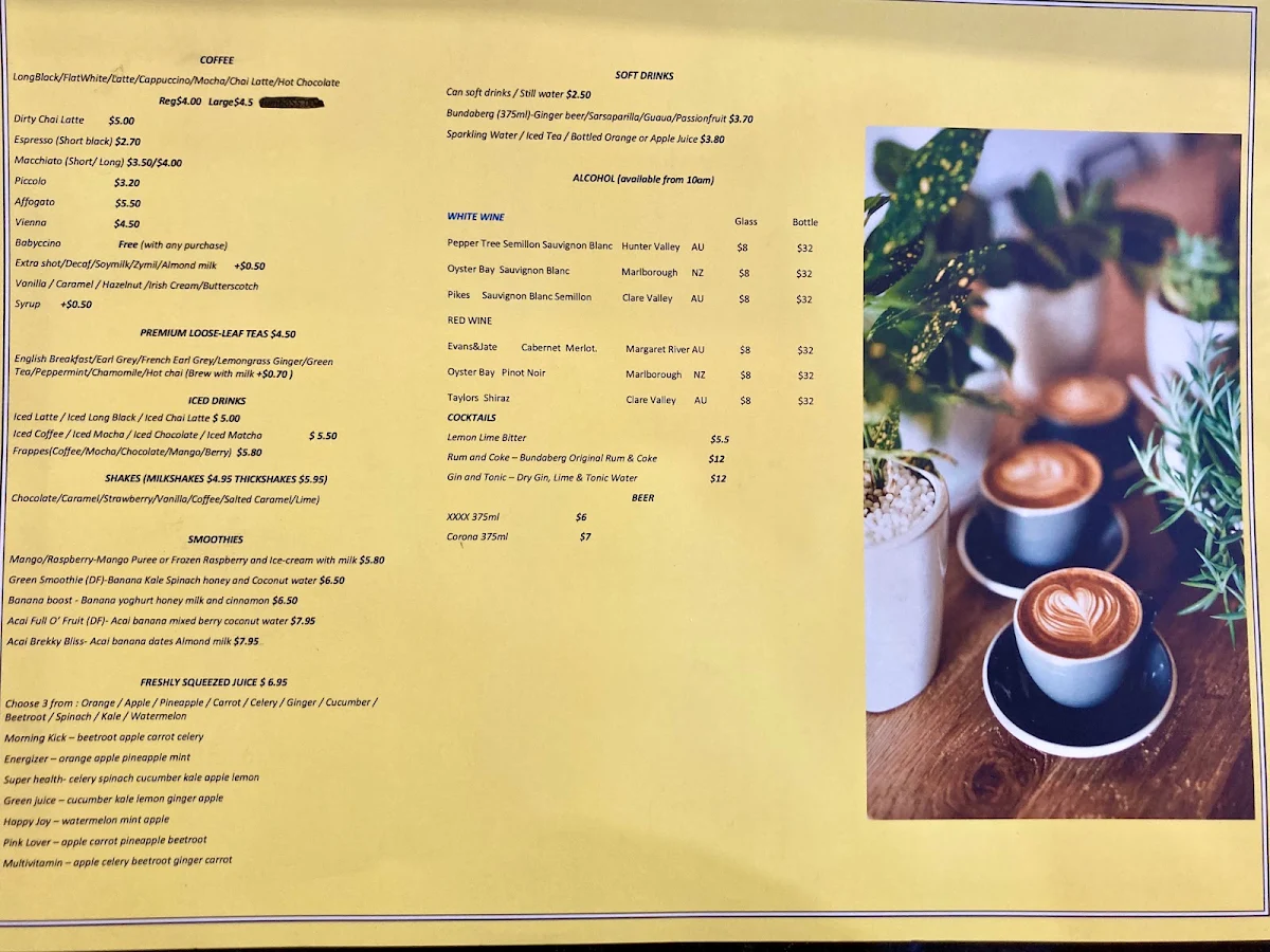 Menu, Corner Cafe 26