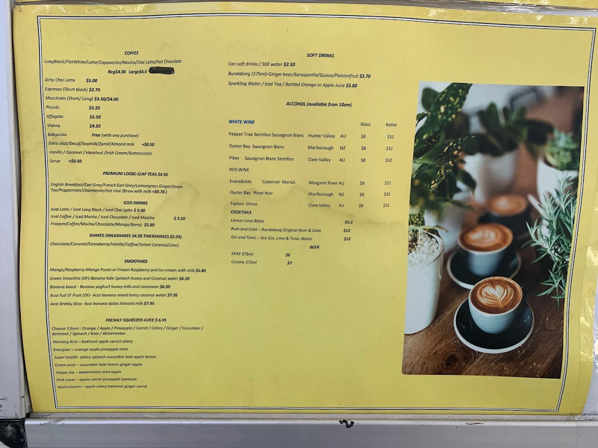 Menu, Corner Cafe 26