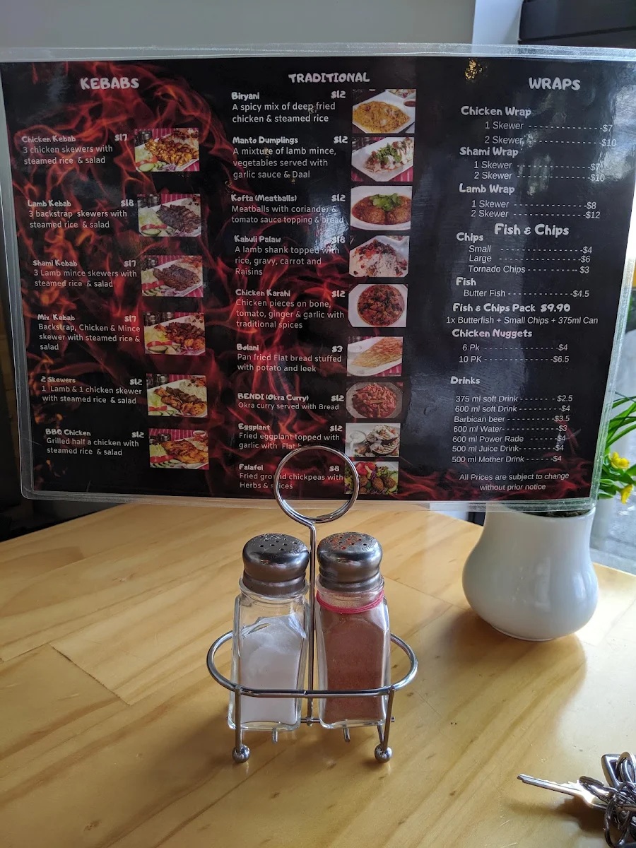 Menu, Salam Charcoal Kebab House