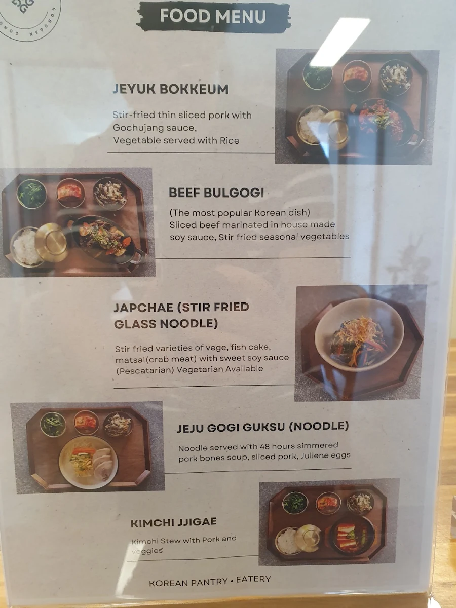 Menu, Gong Gan Korean Pantry (Walk-ins only)