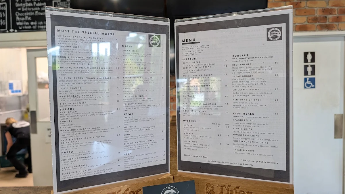 Menu, Lawrence Tavern