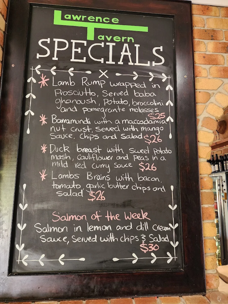 Menu, Lawrence Tavern