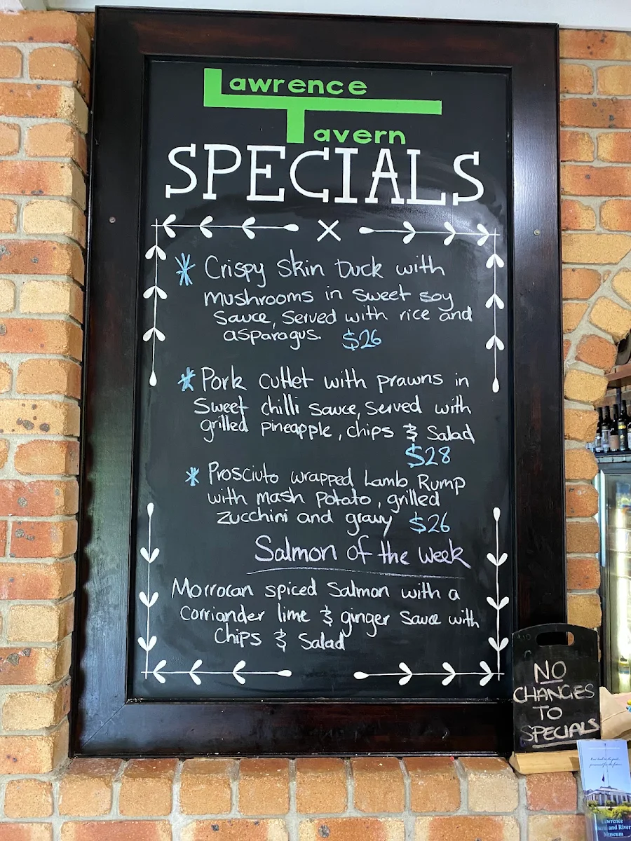 Menu, Lawrence Tavern