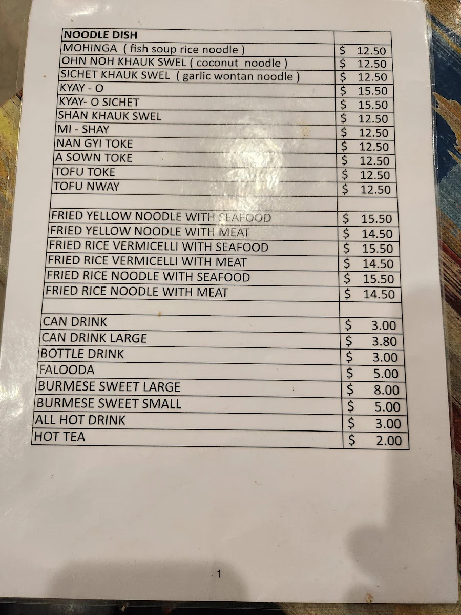 Menu, Mango Cafe