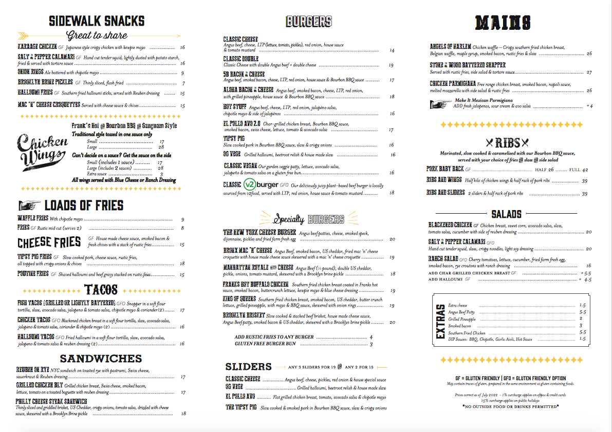 Menu, 5 Boroughs Ascot