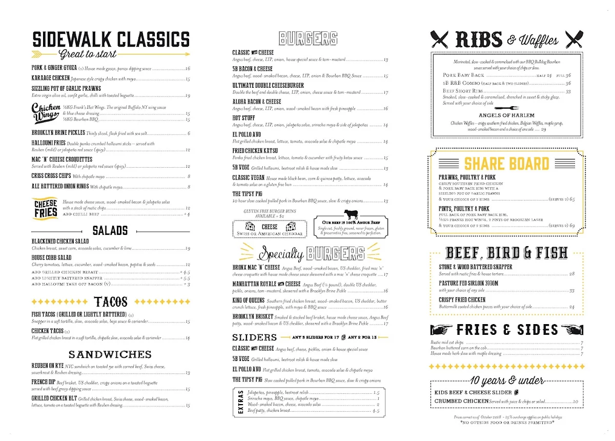 Menu, 5 Boroughs Ascot