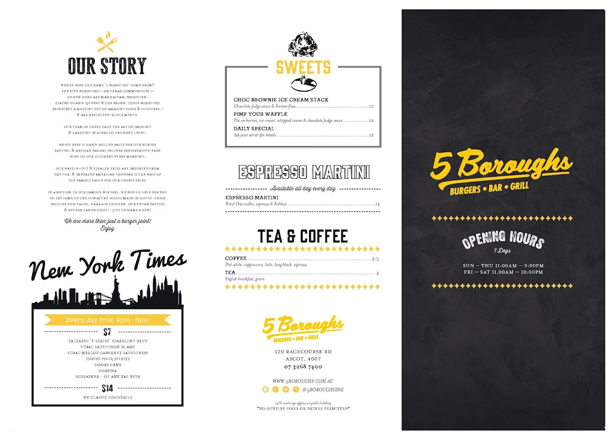 Menu, 5 Boroughs Ascot