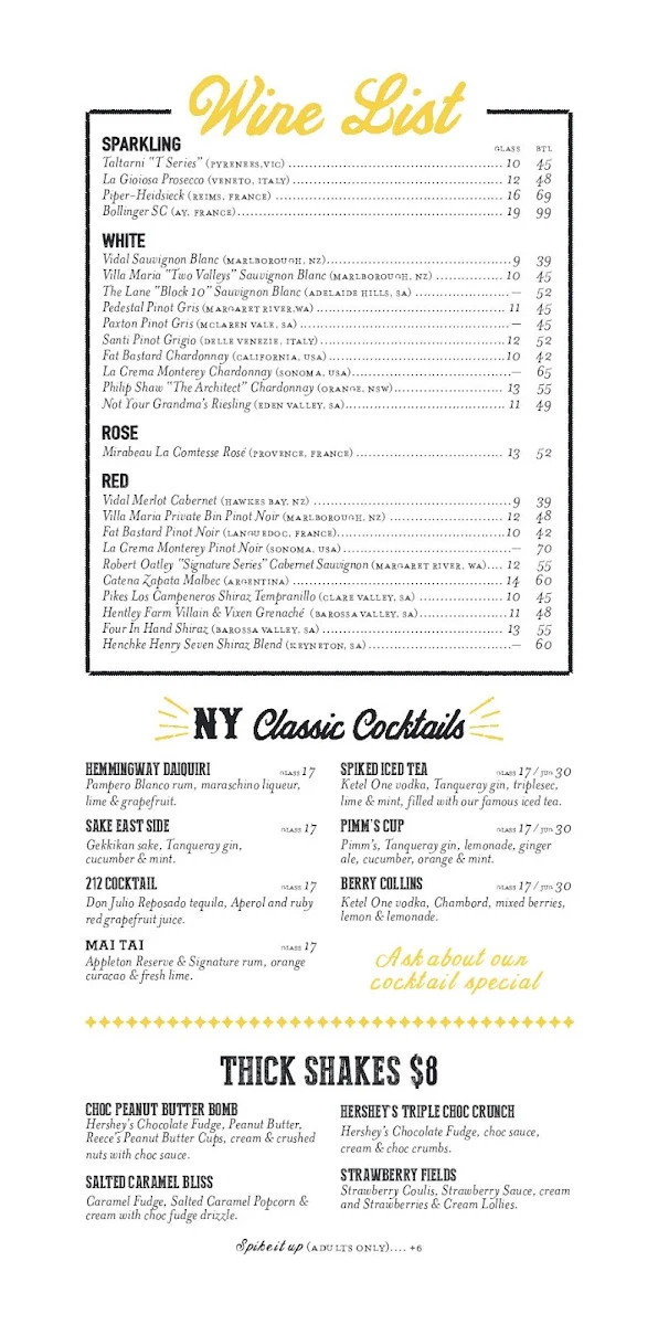 Menu, 5 Boroughs Ascot