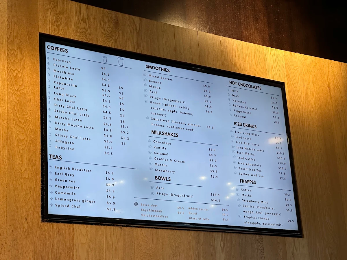 Menu, Bellucci Dessert Cafe