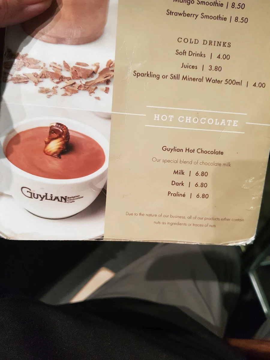 Menu, Bellucci Dessert Cafe