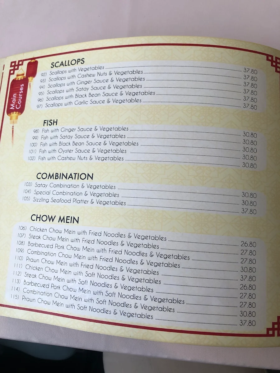 Menu, Ming Terrace Chinese Restaurant