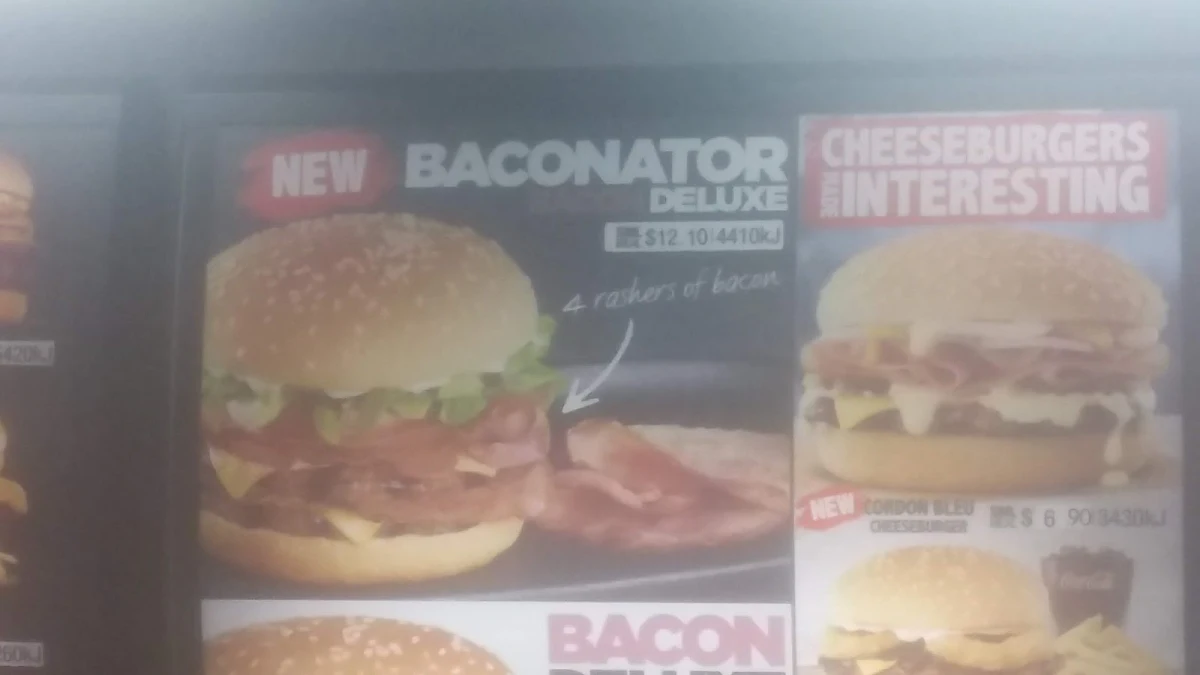 Menu, Hungry Jack's Burgers Taringa