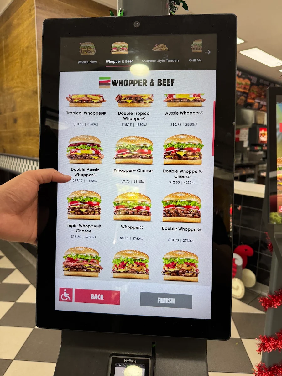 Menu, Hungry Jack's Burgers Taringa