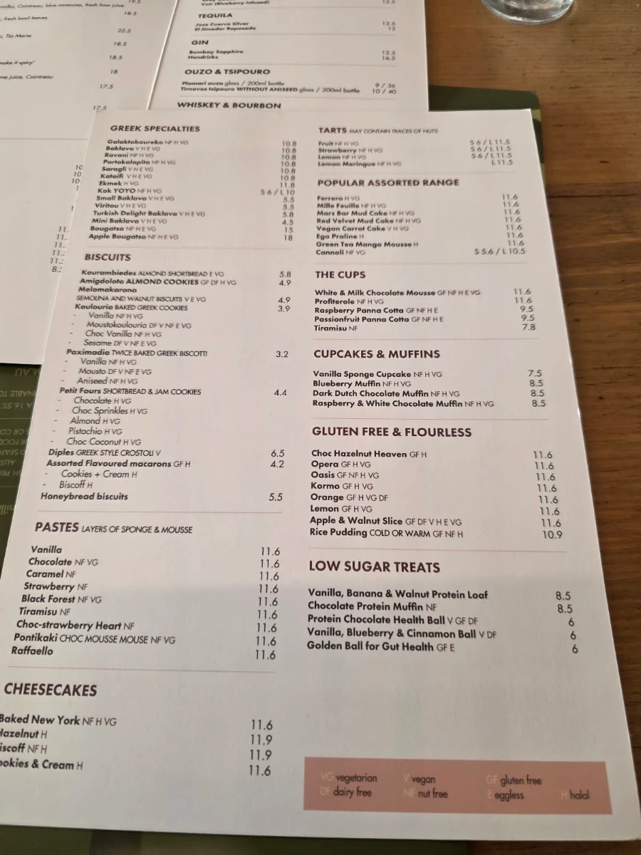 Menu, Caffé Greco Oakleigh