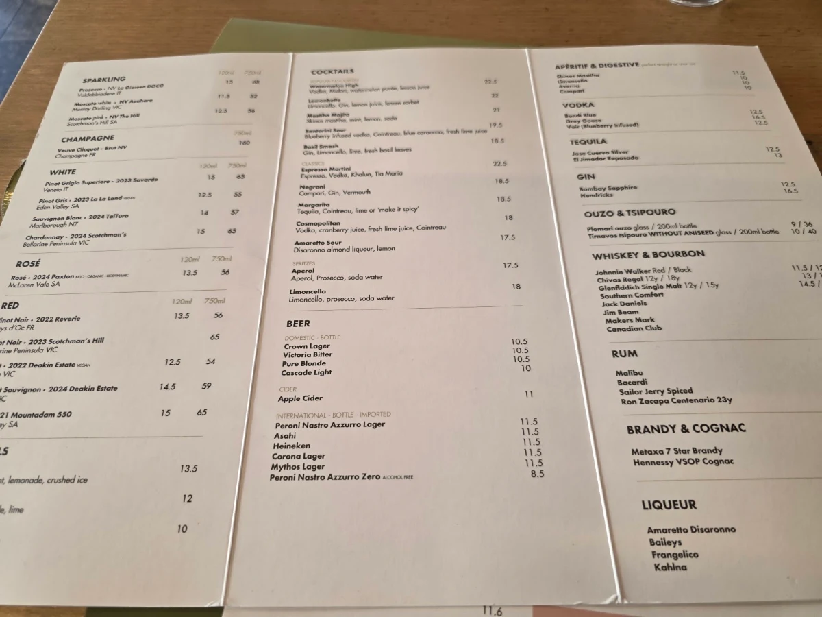 Menu, Caffé Greco Oakleigh
