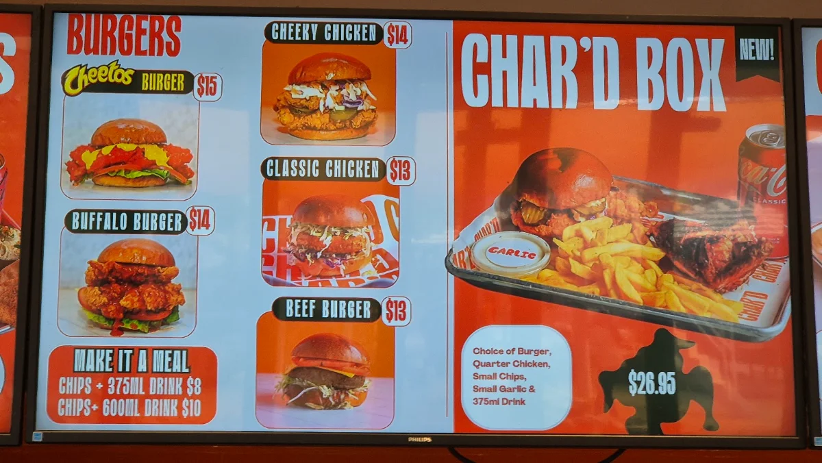 Menu, Char'd Chicken Eastern Creek