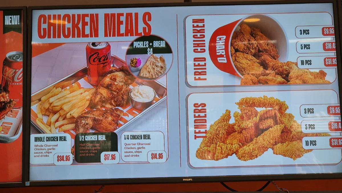 Menu, Char'd Chicken Eastern Creek