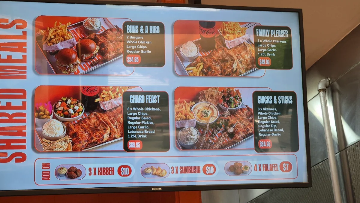 Menu, Char'd Chicken Eastern Creek