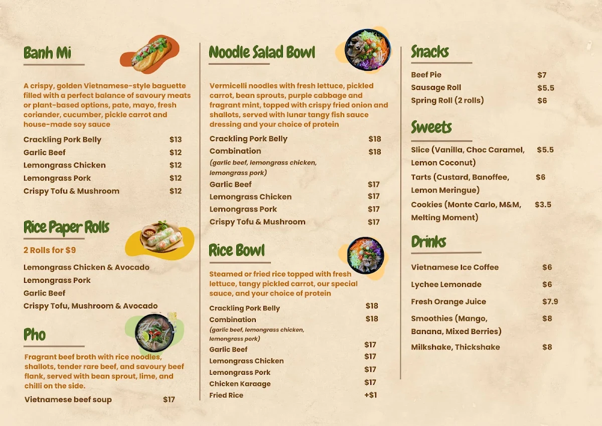 Menu, Smoko Banh Mi