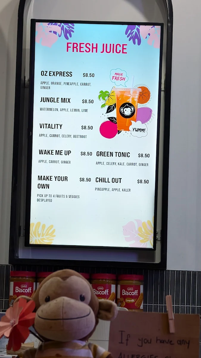 Menu, Thirsty Monkey