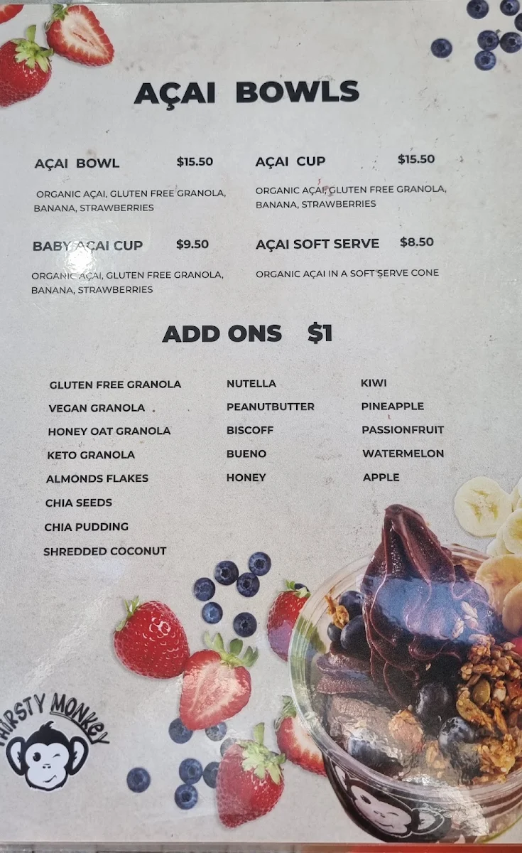Menu, Thirsty Monkey