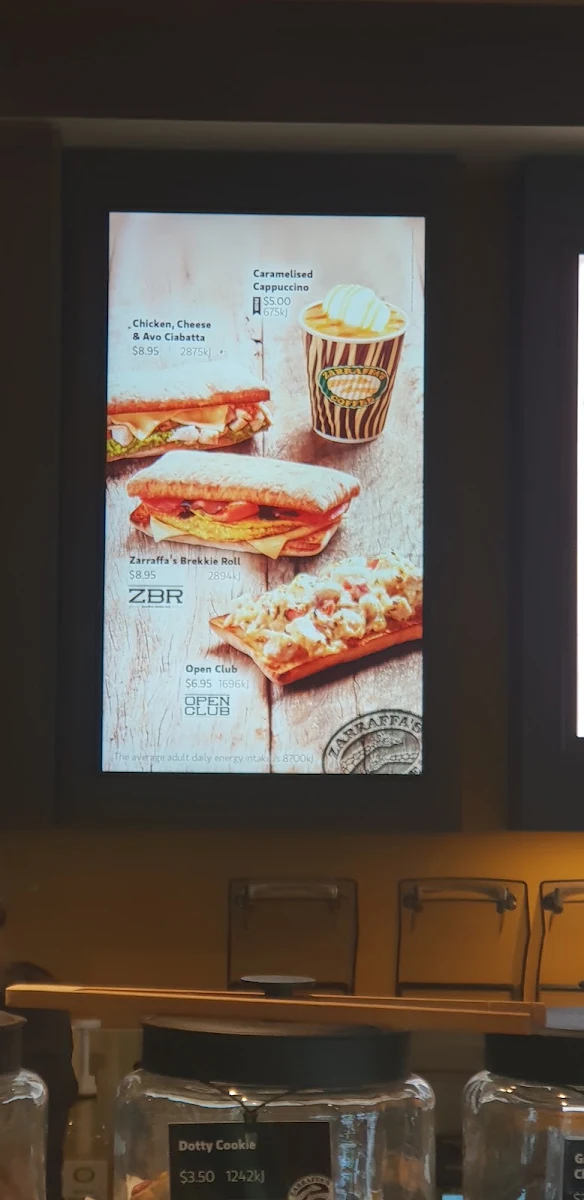Menu, Zarraffa's Coffee Browns Plains
