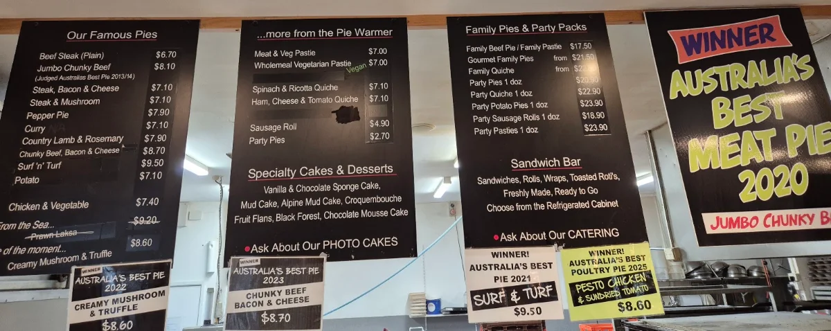 Menu, Rolling Pin Pies & Cakes