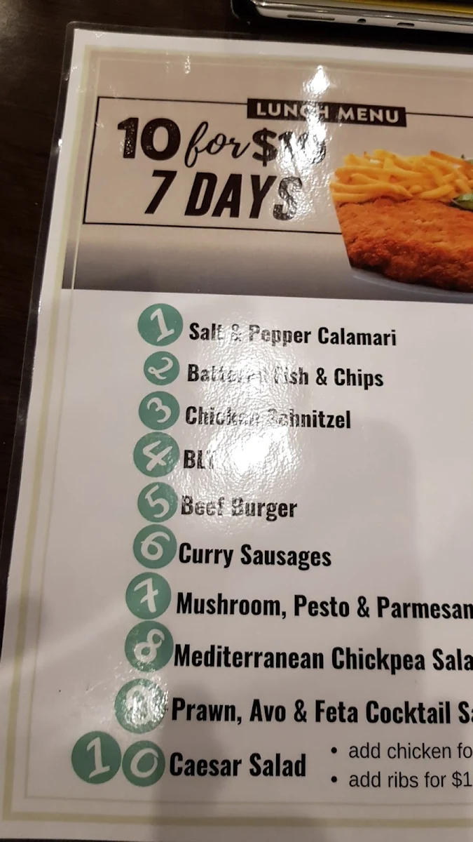 Menu, Parkwood Tavern