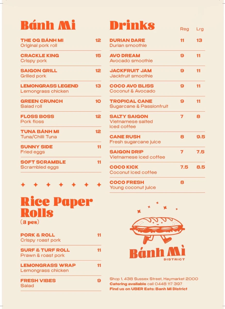 Menu, Banh Mi District