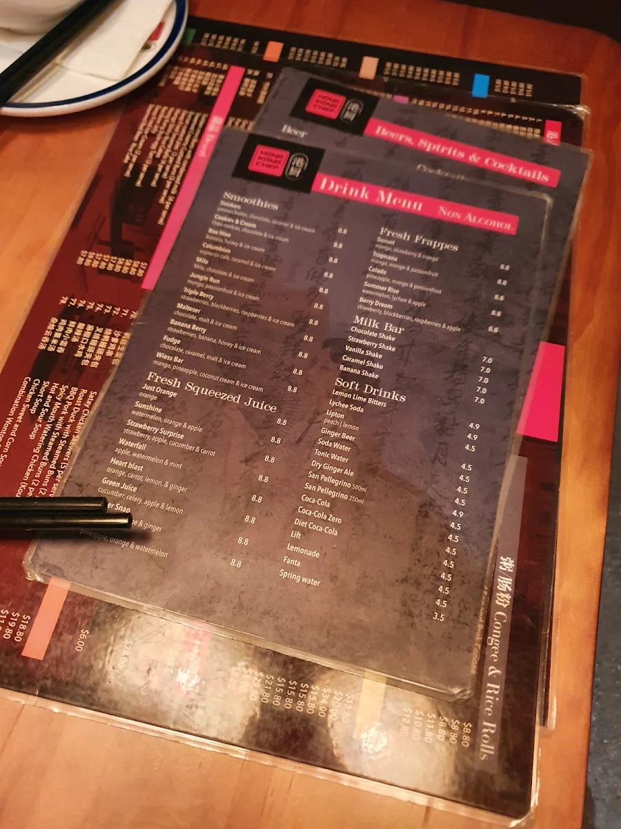 Menu, Hong Kong Chef