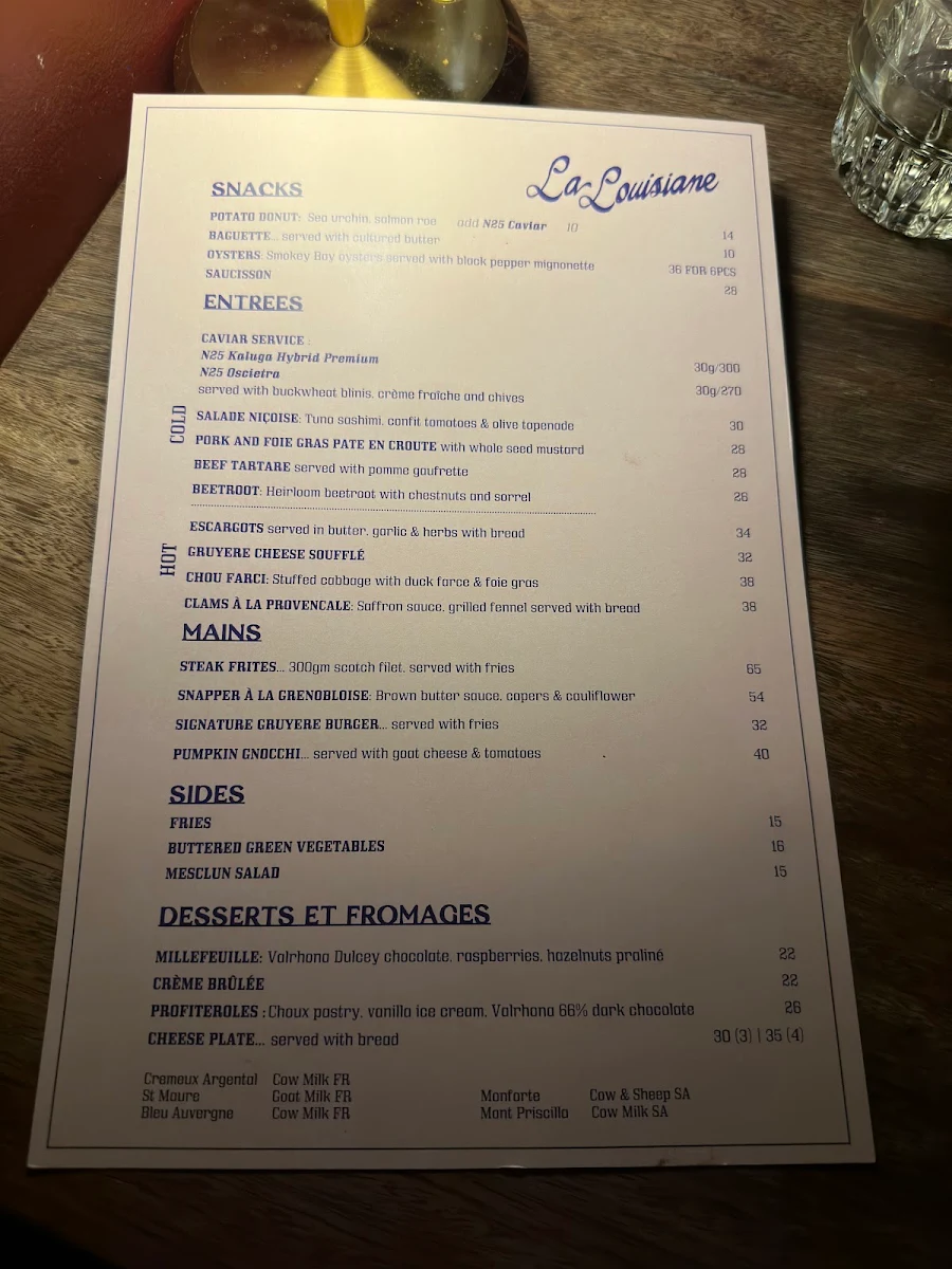 Menu, La Louisiane
