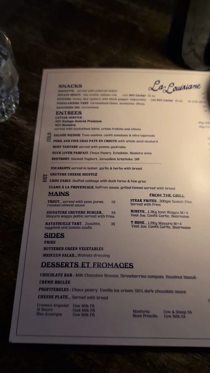 Menu, La Louisiane