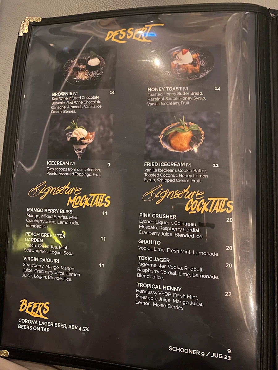 Menu, Grabs Restaurant