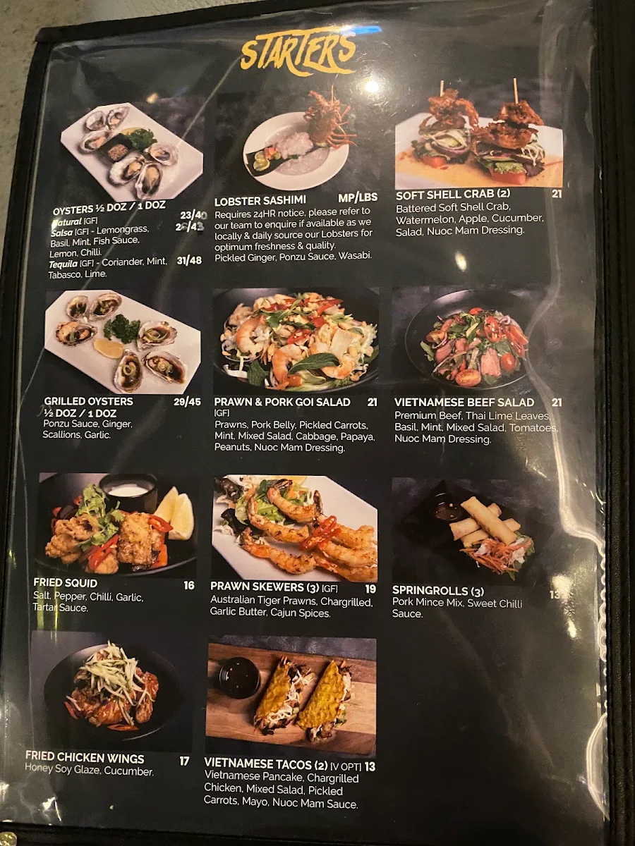 Menu, Grabs Restaurant