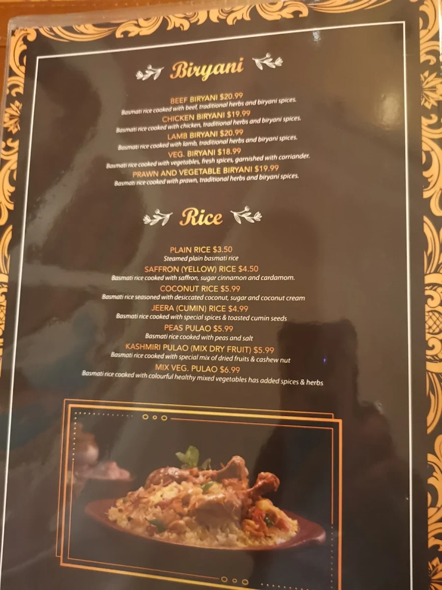 Menu, JB’s Indian Restaurant