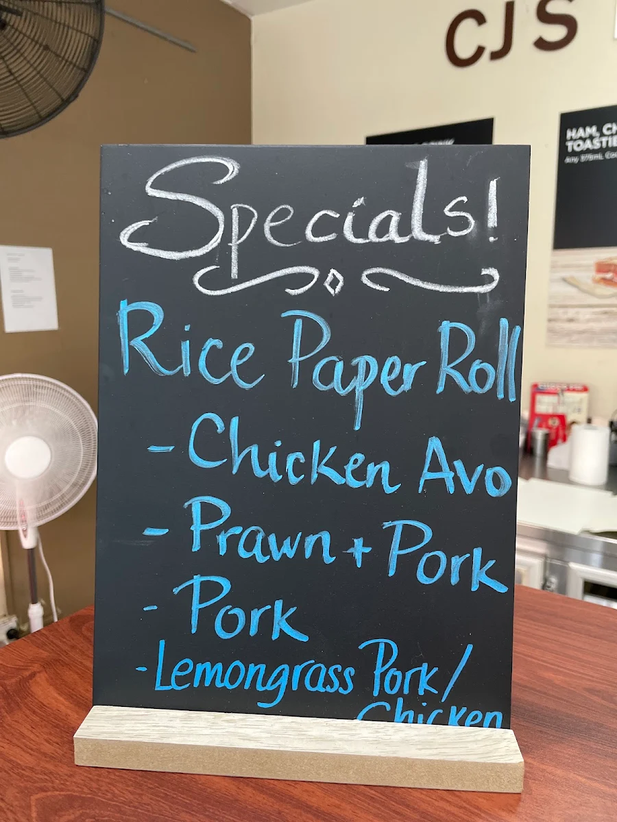 Menu, Caloundra bakery
