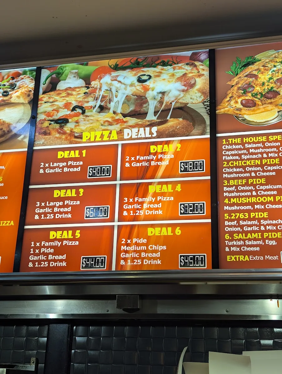 Menu, Sinbad's Kebab Pizza and Gozleme